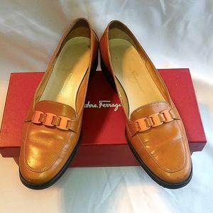 Salvatore Ferragamo Women's Tan Leather Loafers